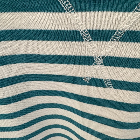 J. Crew Teal and White Striped Sweatshirt - Picture 3 of 7